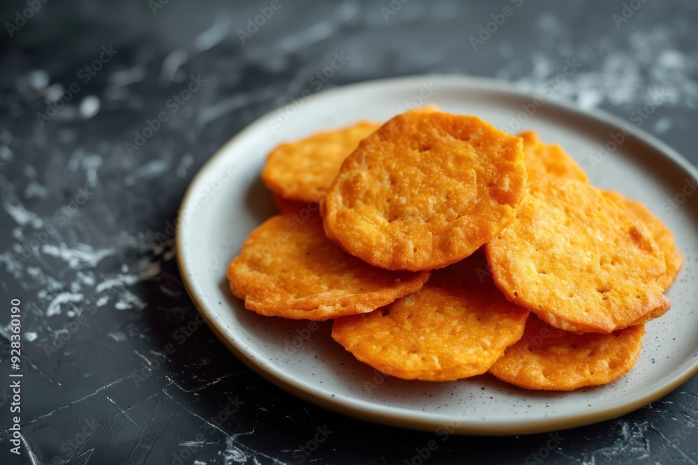 Crispy potato chips biscuits on white plate top view with text space Homemade sweet potato buttermilk biscuits for breakfast Crispy potato chips biscuits on white plate top view with text space Homemade sweet potato buttermilk biscuits for breakfast