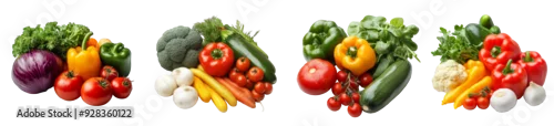 Panel kuchenny z motywem Assorted fresh vegetables including tomatoes peppers and leafy greens healthy food variety transparent background