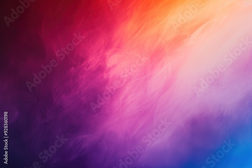 Abstract gradient background with textured brush strokes blending from warm orange and pink tones to deep purple and blue hues