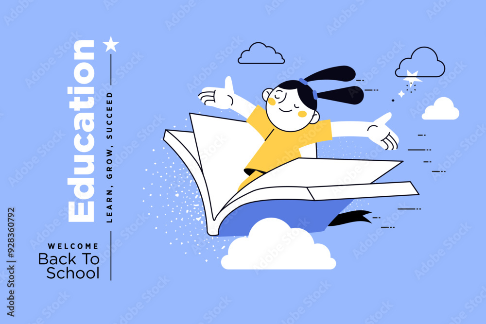 Learning Vector Banner Education banner. Vector illustration of education, learning, back to ...