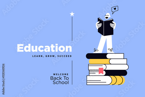 Education banner. Vector illustration of education, learning, back to school, online course and training, distance education and e-learning.
