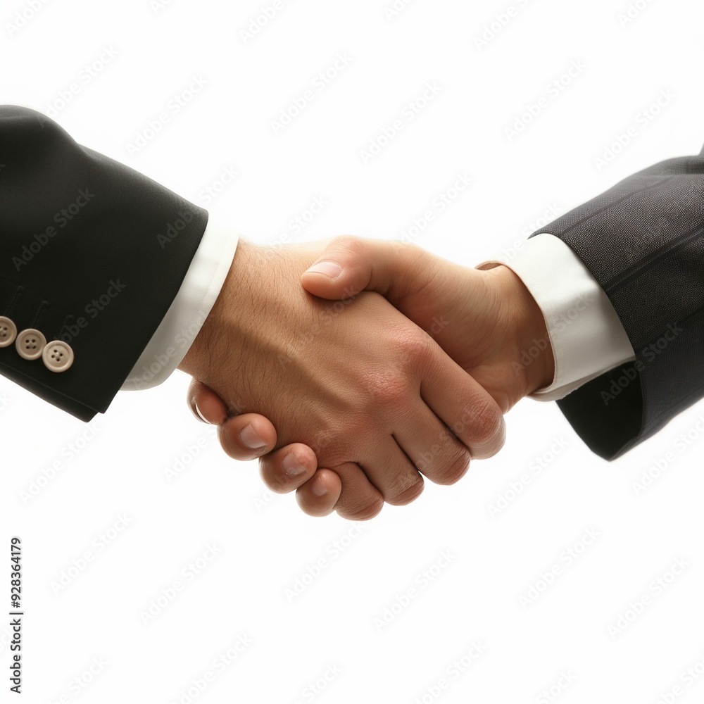 Handshake between two professionals after the successful meeting. Handshake isolated on a white background