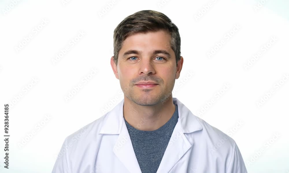 Portrait of a handsome doctor smiling at the camera on white background Portrait of a handsome doctor smiling at the camera on white background