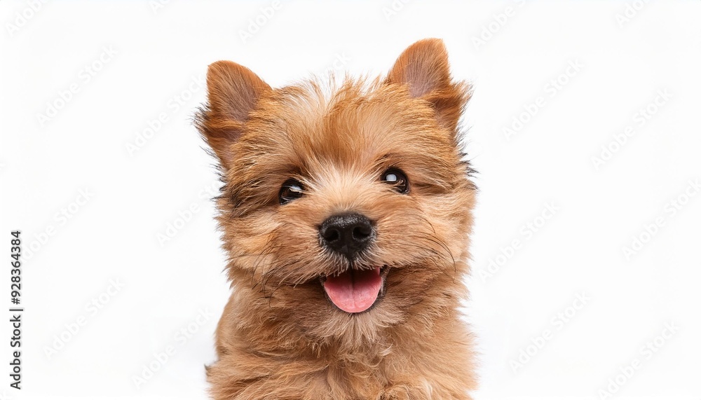 笑顔のノーリッチ・テリアの子犬のポートレート(Portrait of a smiling Norwich Terrier puppy on white background)
笑顔のノーリッチ・テリアの子犬のポートレート(Portrait of a smiling Norwich Terrier puppy on white background)