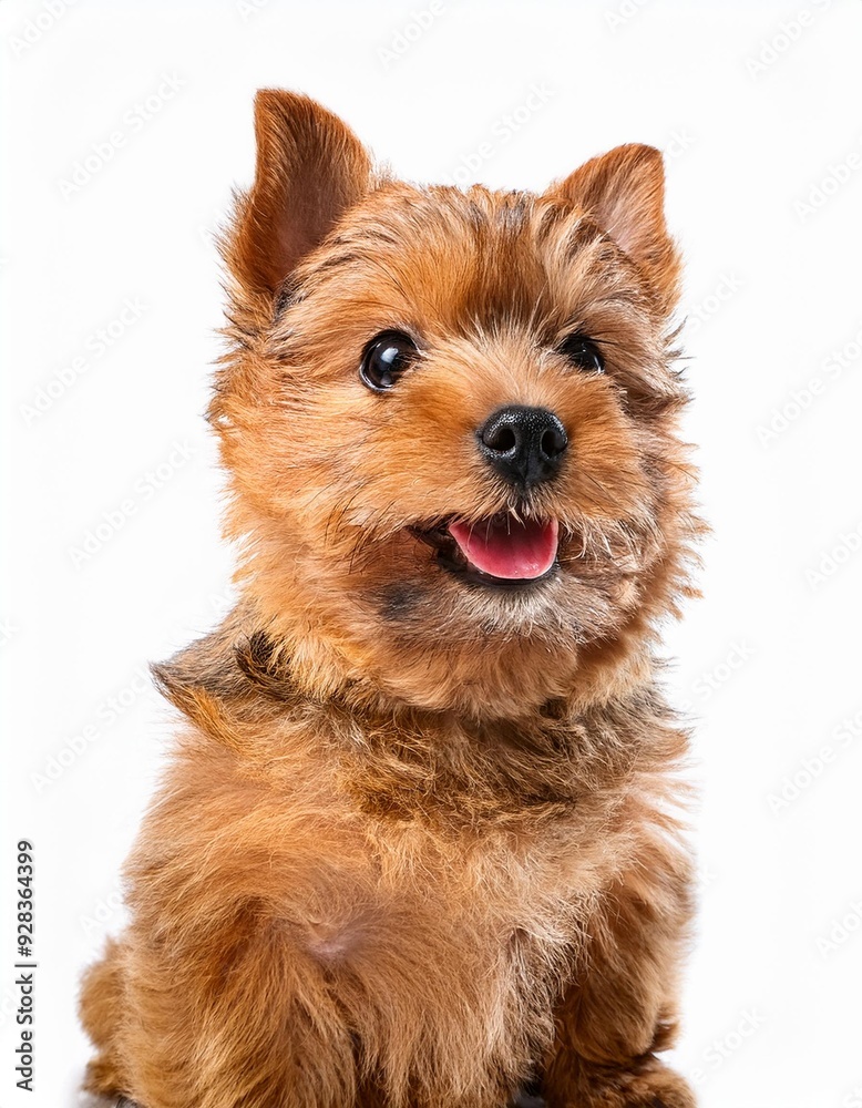 笑顔のノーリッチ・テリアの子犬のポートレート(Portrait of a smiling Norwich Terrier puppy on white background)
笑顔のノーリッチ・テリアの子犬のポートレート(Portrait of a smiling Norwich Terrier puppy on white background)
