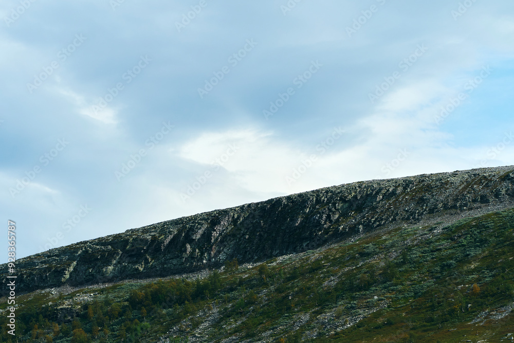 View from the Scenic Route of Rondane Mountains in the area between Muen Mountain and Folldal. Here a nature reserve above Setningen Lake.