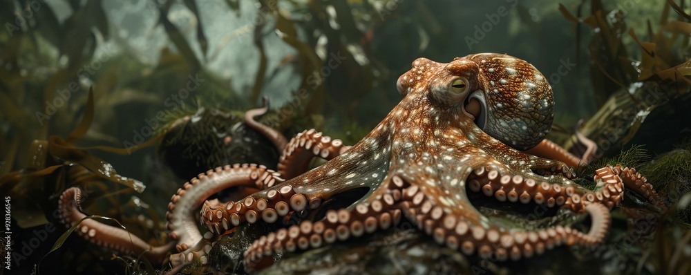 Sly octopus blending into its surroundings with camouflage, 4K hyperrealistic photo Sly octopus blending into its surroundings with camouflage, 4K hyperrealistic photo