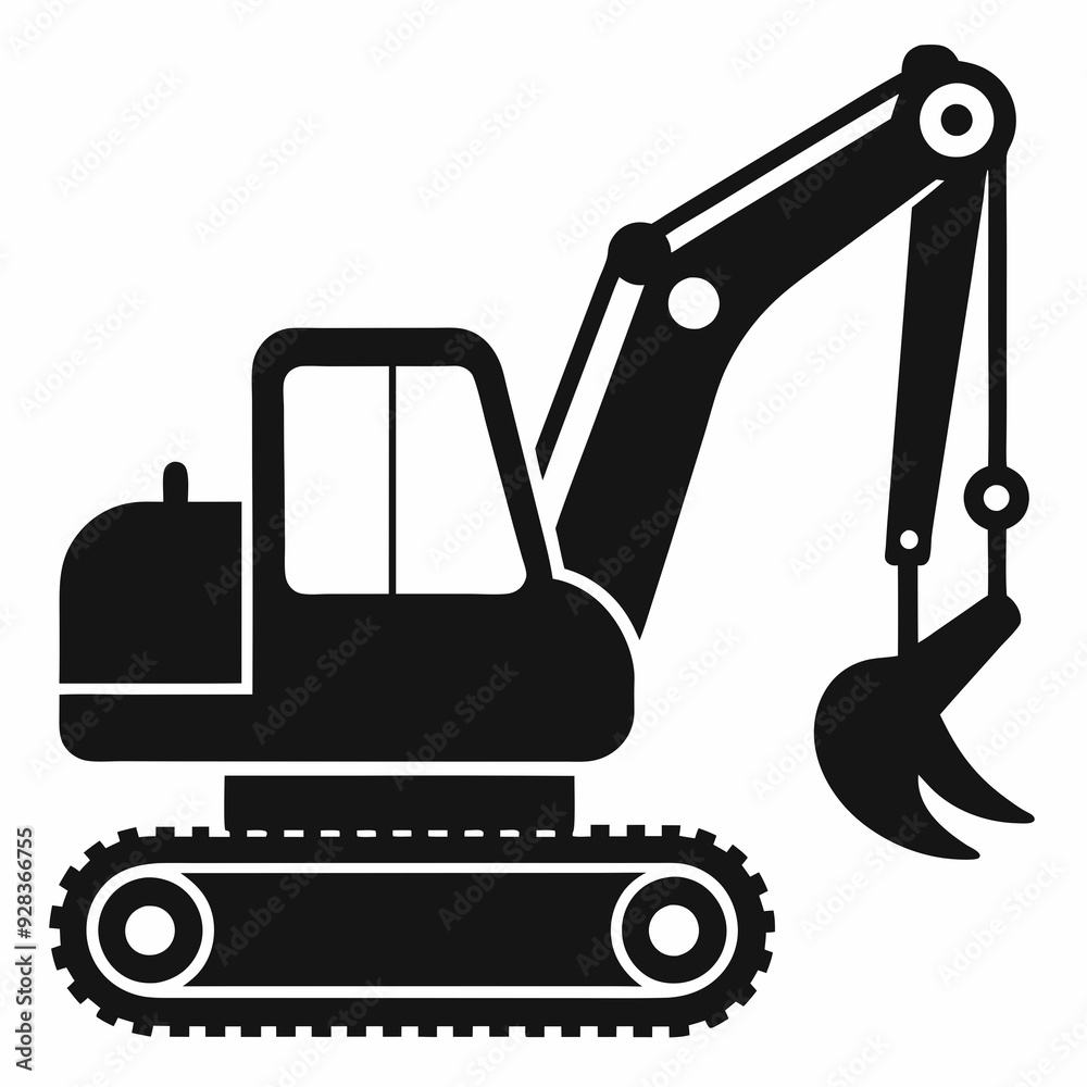 Excavator Black silhouette Excavator Black silhouette