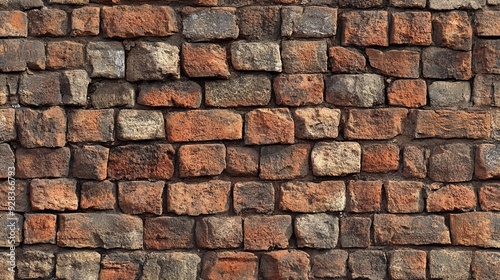 antique brick wall background, ancient red brick masonry surface. Generative ai