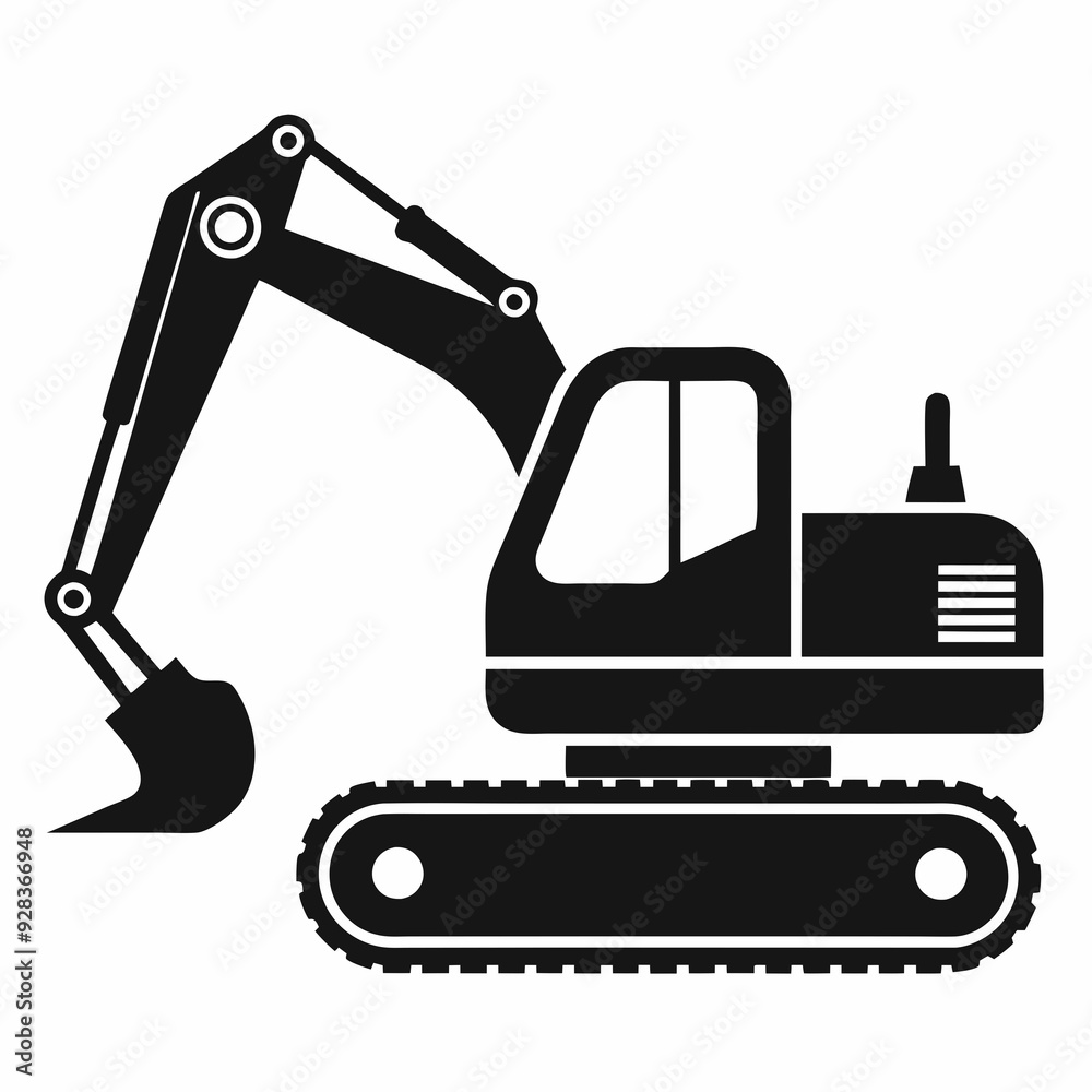 Excavator Black silhouette Excavator Black silhouette