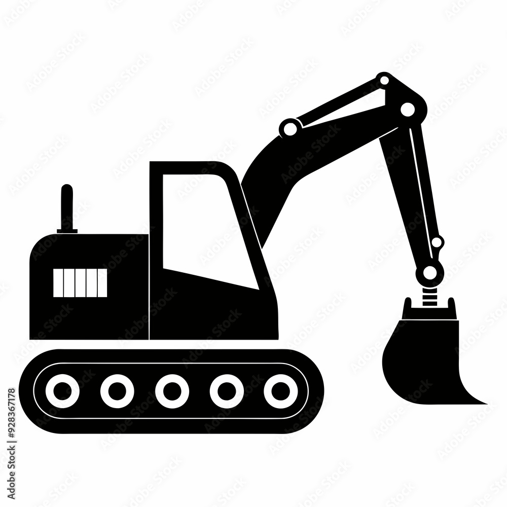 Excavator Black silhouette Excavator Black silhouette