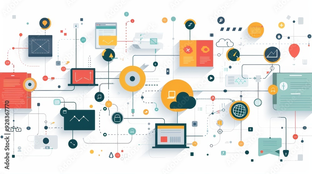Cartoon vector flowchart of information sharing and knowledge transfer Cartoon vector flowchart of information sharing and knowledge transfer