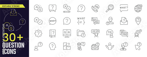 Question Stroke icon collections. Contains such Icons as Puzzle, Confused Man, Question Mark and more Editable Stroke icon collection Outline icon.