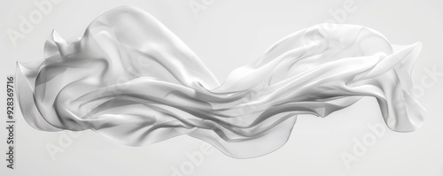 White silk scarf on white background, 4K hyperrealistic photo