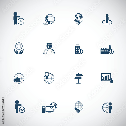 Universal business management and human resources icon set. Universal icons for web and mobile. Vector.	