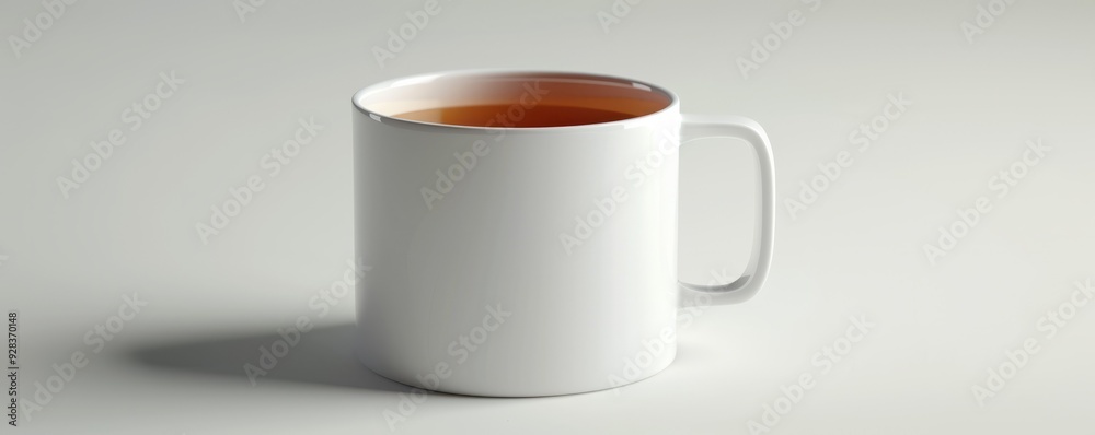 White ceramic mug with tea on white background, 4K hyperrealistic photo White ceramic mug with tea on white background, 4K hyperrealistic photo