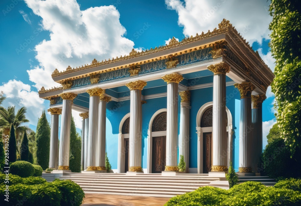 Obraz premium elegant architectural columns framing majestic entrance impressive design detail, architecture, structure, grandeur, elegance, symmetry, style, classic