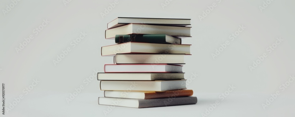 Stack of hardcover books on white background, 4K hyperrealistic photo Stack of hardcover books on white background, 4K hyperrealistic photo