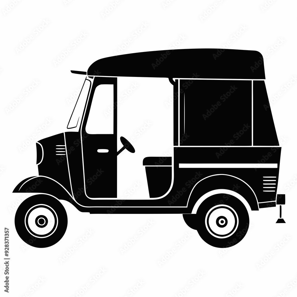 Fototapeta premium Auto Rickshaw Black silhouette