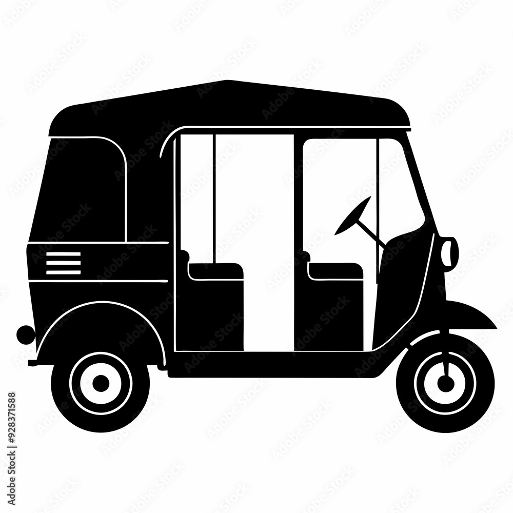 Fototapeta premium Auto Rickshaw Black silhouette