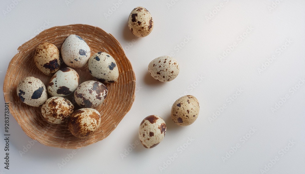 Quail Eggs on Light Background: Premium Image with Ample Quail Eggs on Light Background: Premium Image with Ample