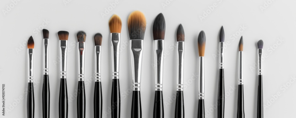 Set of artist's paintbrushes on white background, 4K hyperrealistic photo Set of artist's paintbrushes on white background, 4K hyperrealistic photo