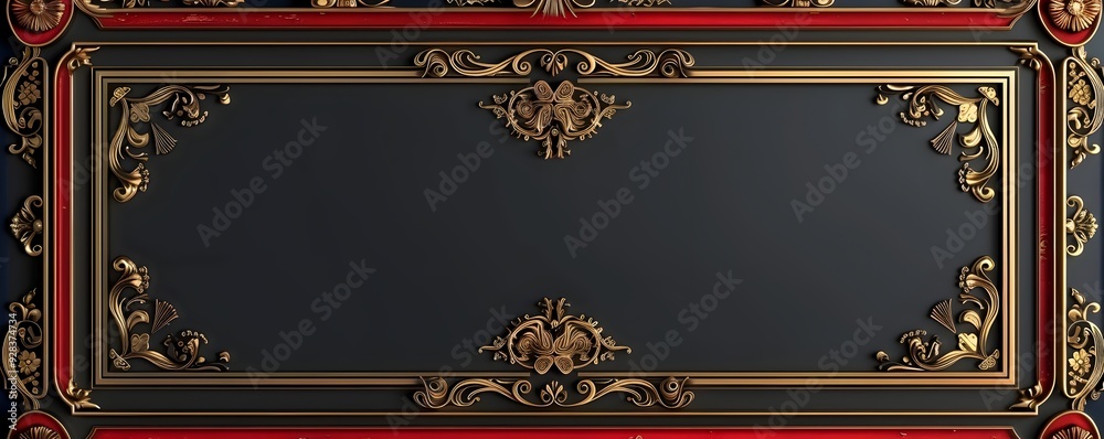 Obraz premium Ornate Traditional Chinese Decorative Frame with Intricate Red and Gold Designs