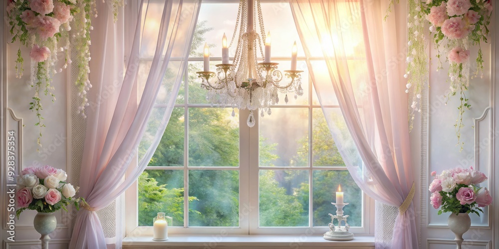 soft ethereal pastel morning misty romantic boutique window delicate crystal chandelier elegance soft ethereal pastel morning misty romantic boutique window delicate crystal chandelier elegance