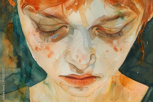 Portrait of a woman with bright red hair