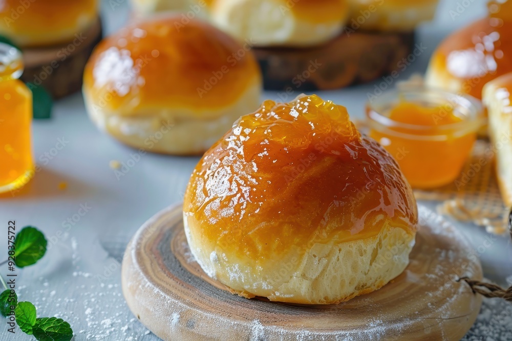 Dessert orange jam on buns