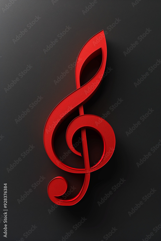 Naklejka premium music notes on red background Generative AI