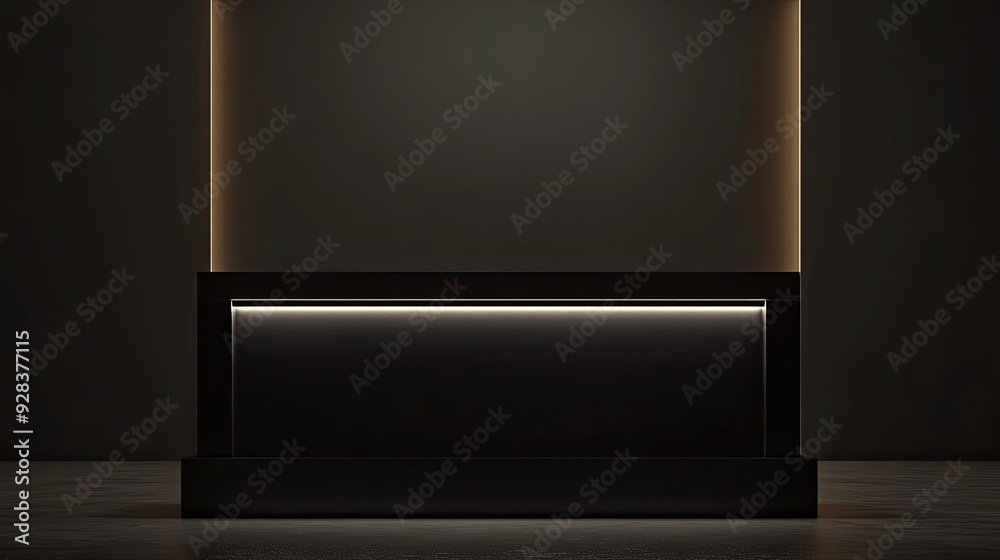 A sophisticated podium with a sleek black surface and built-in LED lights, ideal for high-profile speeches. A sophisticated podium with a sleek black surface and built-in LED lights, ideal for high-profile speeches.