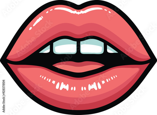 Glossy Girl Lips Kiss Illustration