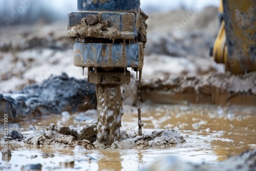 Drill a water well with a groundwater drilling machine photo