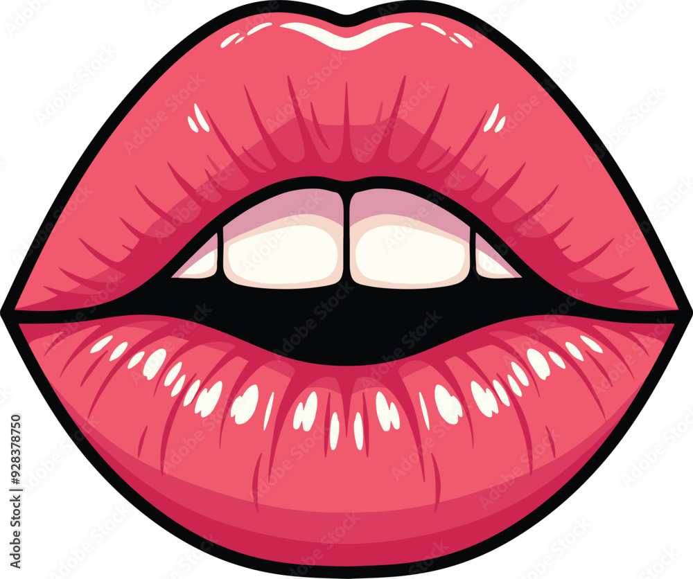 Glossy Girl Lips Kiss Illustration