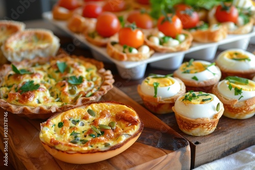 Easter snack ideas deviled eggs and mini quiches