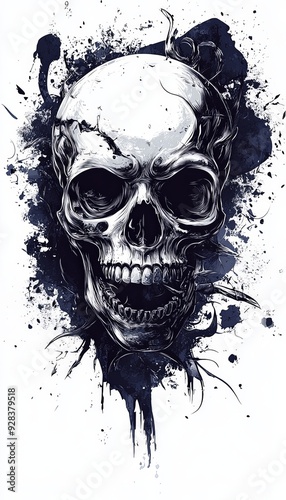 Grunge Skull with Ink Splatter
