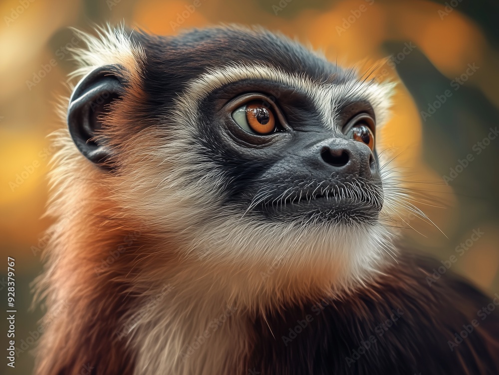Portrait of Wild Guenon in Tropical Forest Portrait of Wild Guenon in Tropical Forest