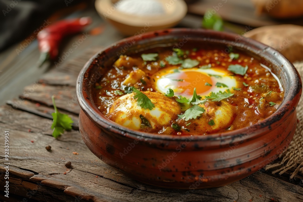 Egg curry in a bowl selective focus Egg curry in a bowl selective focus