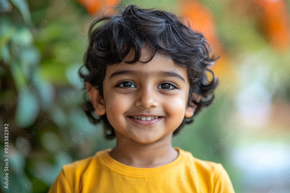 Portrait of Indian happy and cute little boy looking at camera, Generative AI Portrait of Indian happy and cute little boy looking at camera, Generative AI