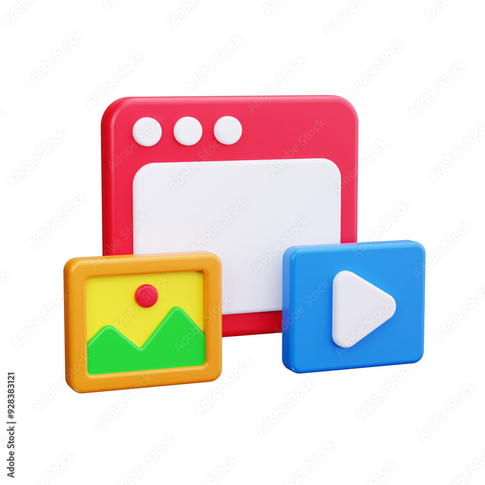 content management 3d render icons content management 3d render icons