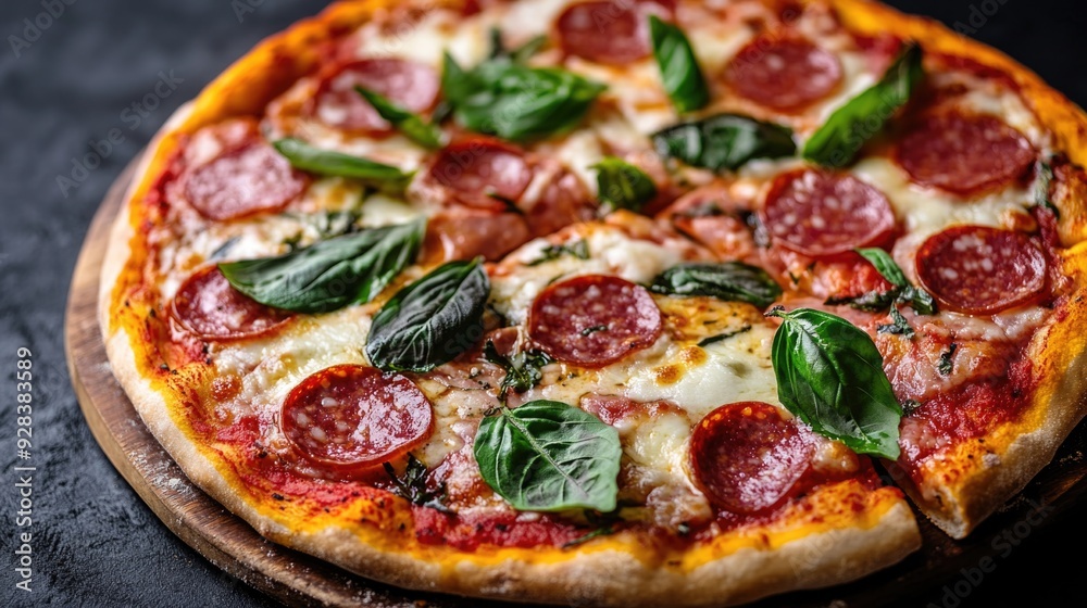 Pepperoni and Basil Pizza Pepperoni and Basil Pizza