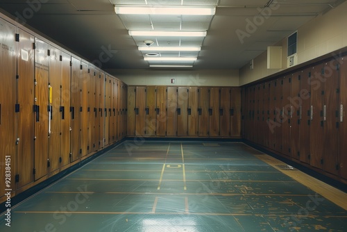 Empty football locker room