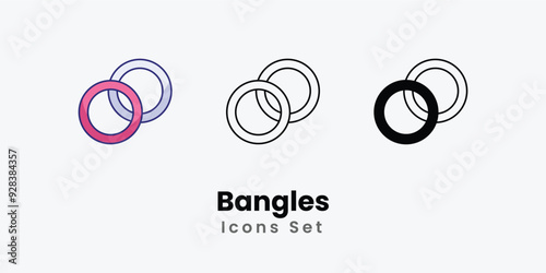Bangles icons thin line and glyph vector icon stock illustration
