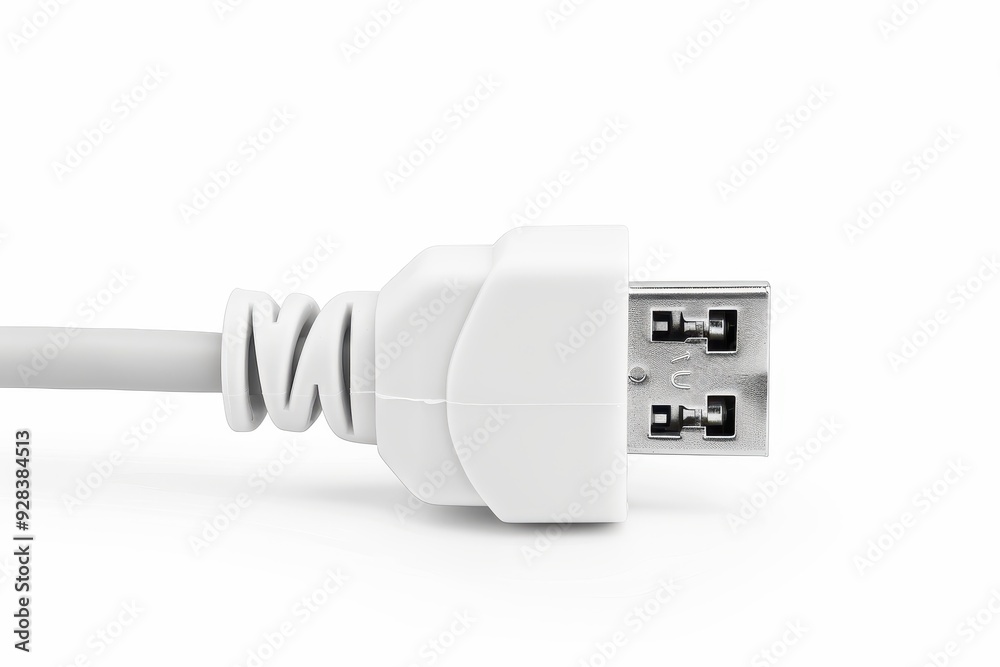 European electric plug on white background