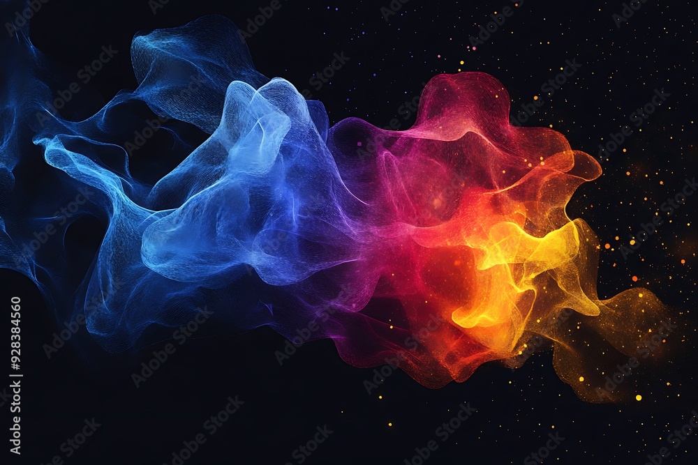Obraz premium Smoke of multicolored the background of the night sky