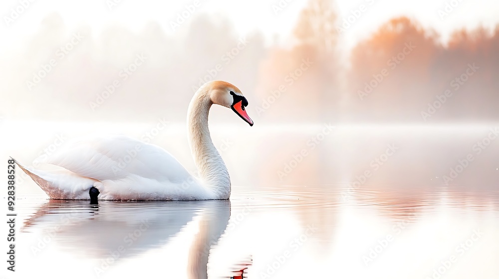 Fototapeta premium White swan on the lake