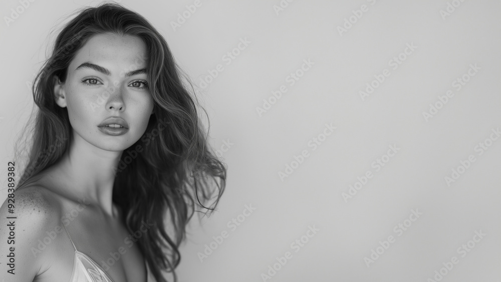 Naklejka premium Attraktives Porträt einer jungen Frau für Social-Media-Profile. Natürliches Lächeln und gute Beleuchtung vermitteln Authentizität. Ideal für professionelle Netzwerke und persönliche Online-Präsenz