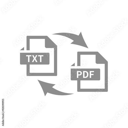 TXT to PDF conversion vector icon. Text file format convert symbol.