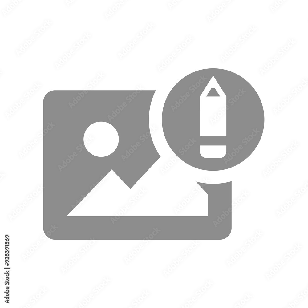 Photo edit vector icon. Image retouch or editing with pencil symbol. Photo edit vector icon. Image retouch or editing with pencil symbol.
